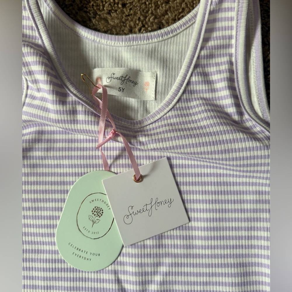 SweetHoney Kids Lavender Striped Tank Top - Picture 2 of 3